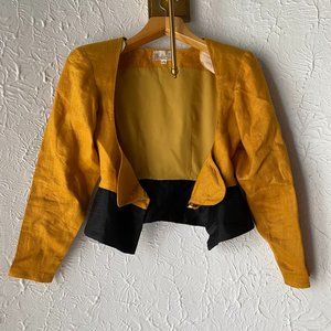 Mustard Yellow Taine de Massey Crop Blazer with Black Accents - Size M